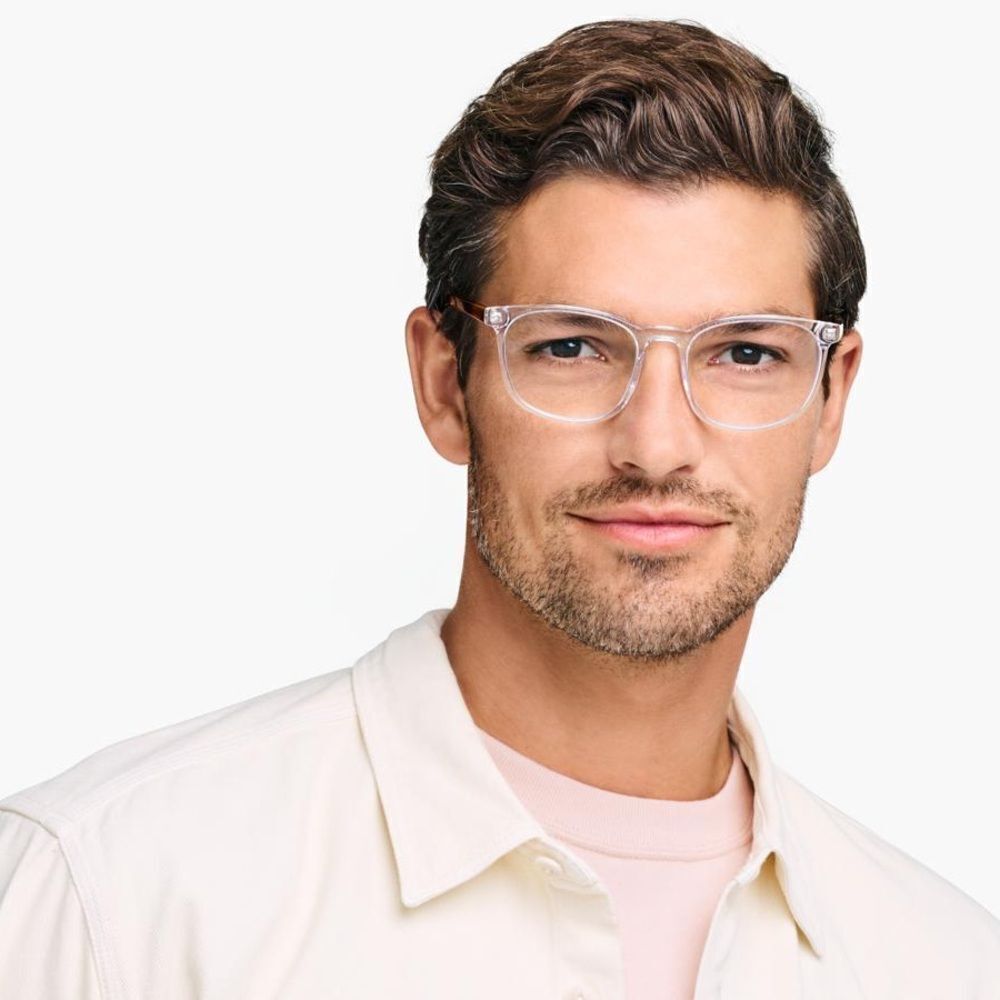 Warby Parker Bodie Crystal with English Oak Frame Prescription Glasses Unisex​